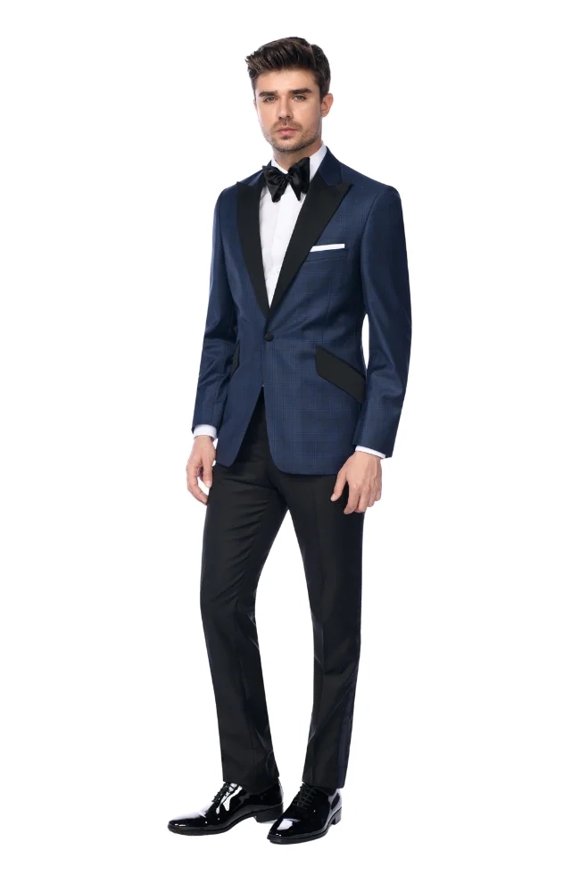 Costum albastru carouri ceremonie Holland Sherry Costum albastru carouri ceremonie Holland Sherry