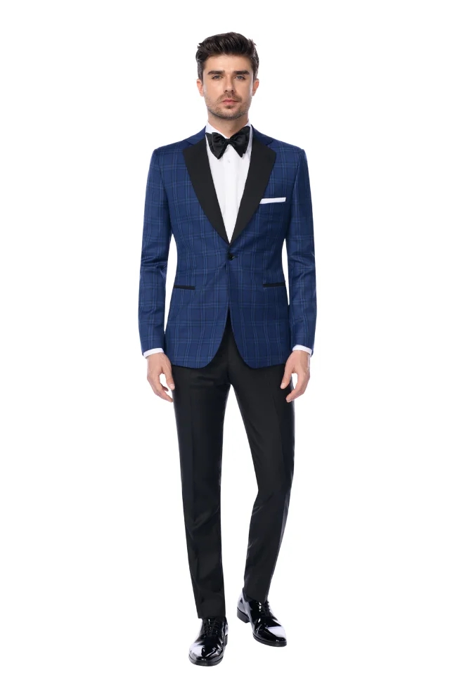 Costum albastru carouri ceremonie Vitale Barberis Canonico Costum albastru carouri ceremonie Vitale Barberis Canonico